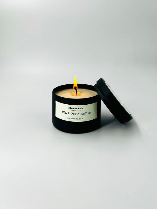 BLACK OUD & SAFFRON TRAVEL CANDLE - Noir