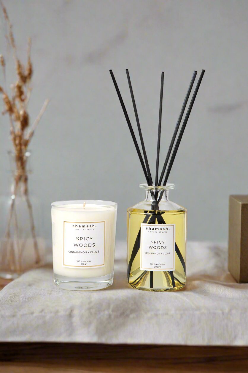 SPICY WOODS BOLD COLLECTION CANDLE (230gr) & ROOM PERFUME (200ml)