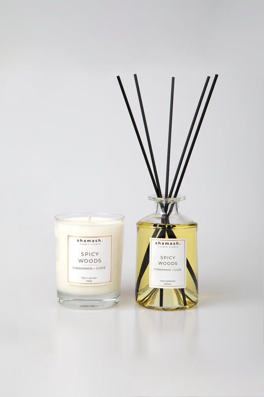 SPICY WOODS BOLD COLLECTION CANDLE (230gr) & ROOM PERFUME (200ml)