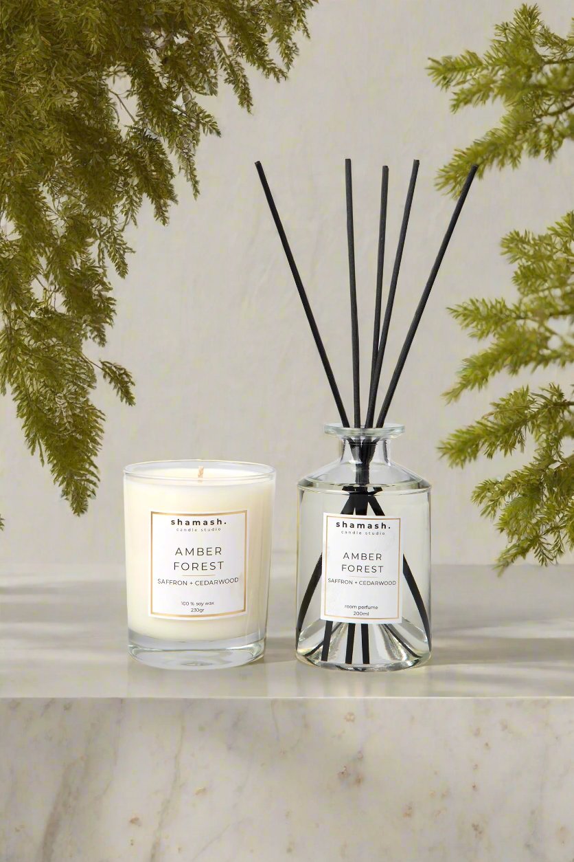 AMBER FOREST BOLD COLLECTION CANDLE (230gr) & ROOM PERFUME (200ml)