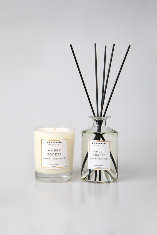 AMBER FOREST BOLD COLLECTION CANDLE (230gr) & ROOM PERFUME (200ml)