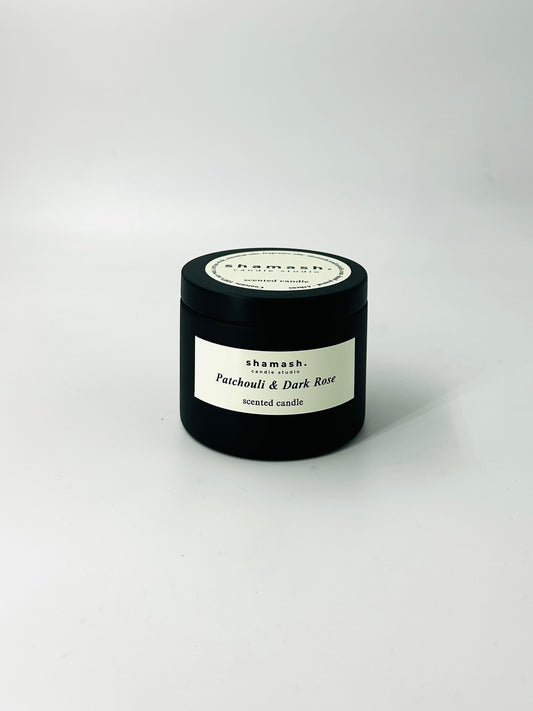 PATSOULI & DARK ROSE TRAVEL CANDLE - Noir