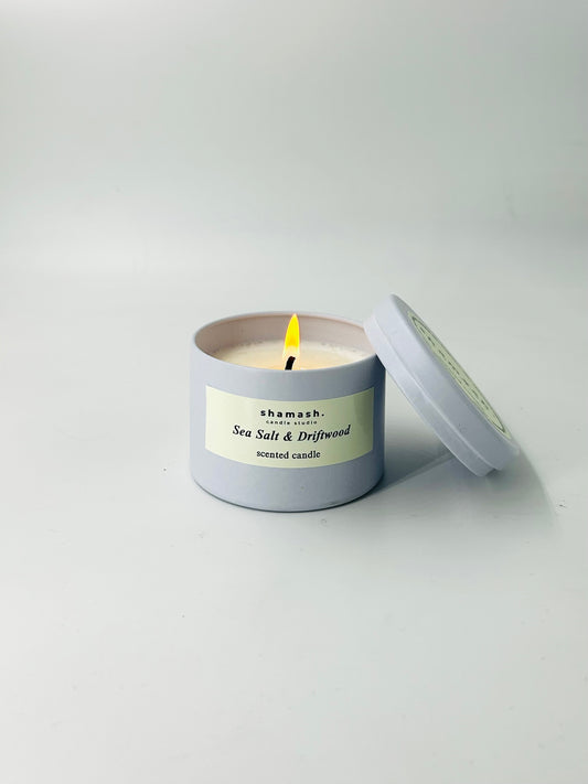 SEA SALT & DRIFTWOOD TRAVEL CANDLE - Aegean Reverie