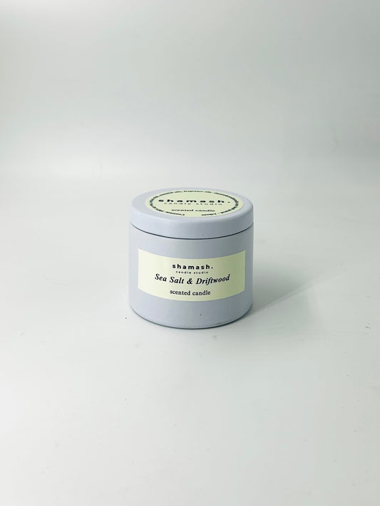 SEA SALT & DRIFTWOOD TRAVEL CANDLE - Aegean Reverie