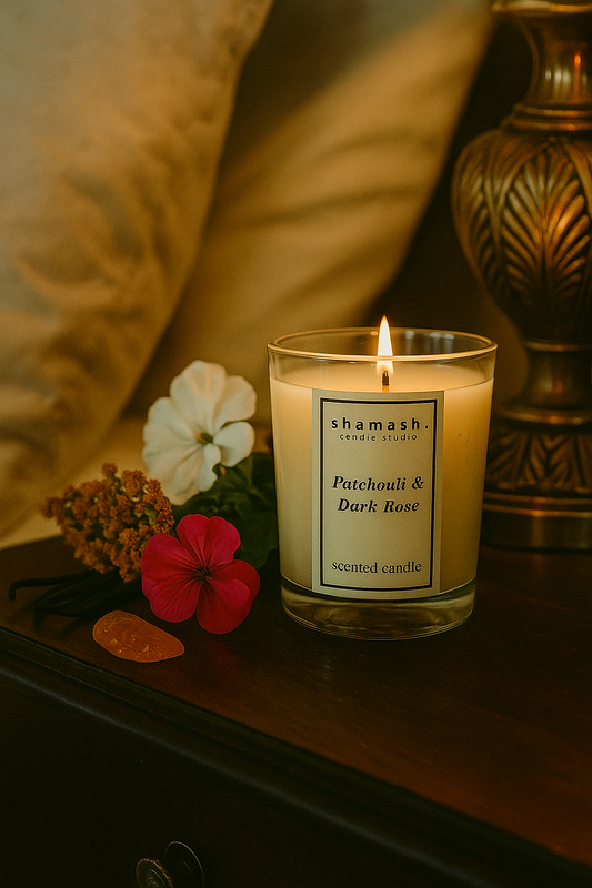 PATSOULI & DARK ROSE CANDLE - Noir